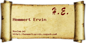 Hemmert Ervin névjegykártya